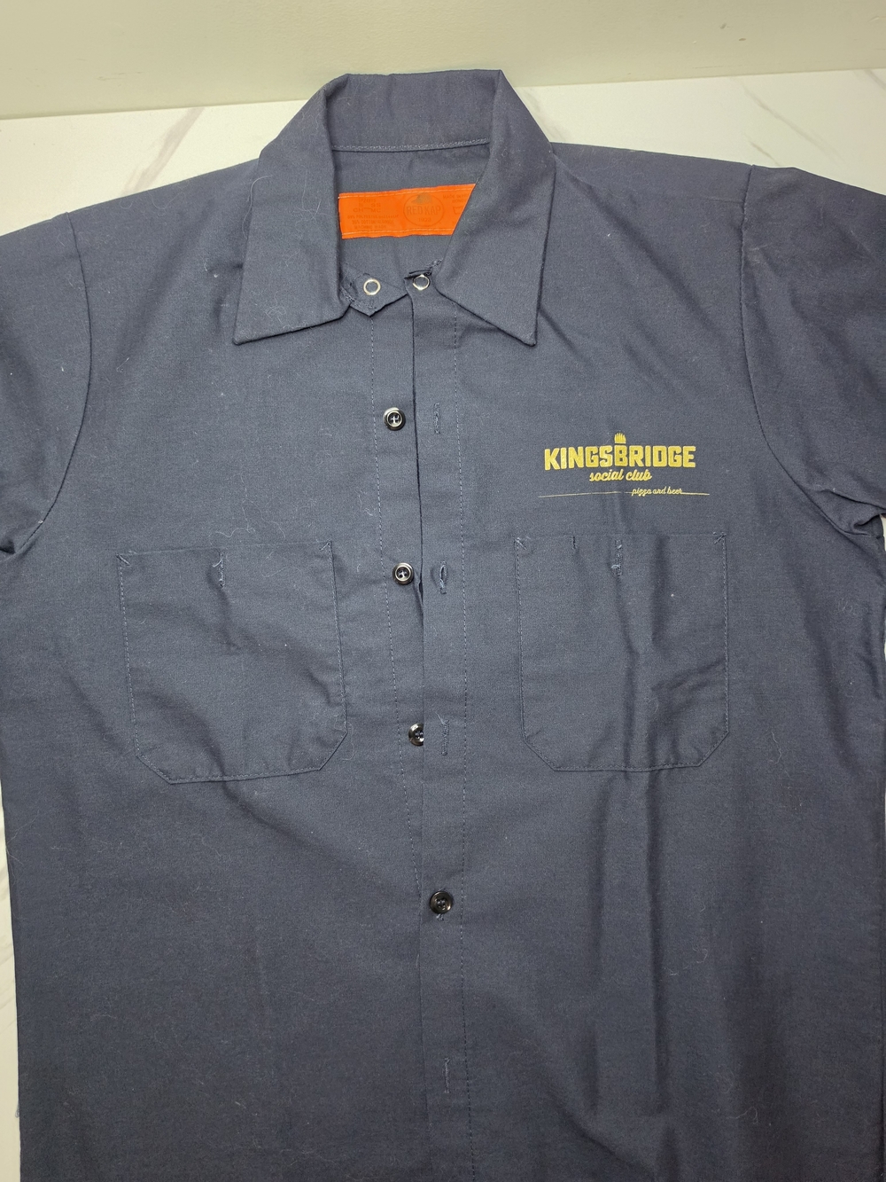 Men's Navy Work Shirt with Chest Pockets | Bronx KINGSBRIDGE SOCIAL CLUB size Sm